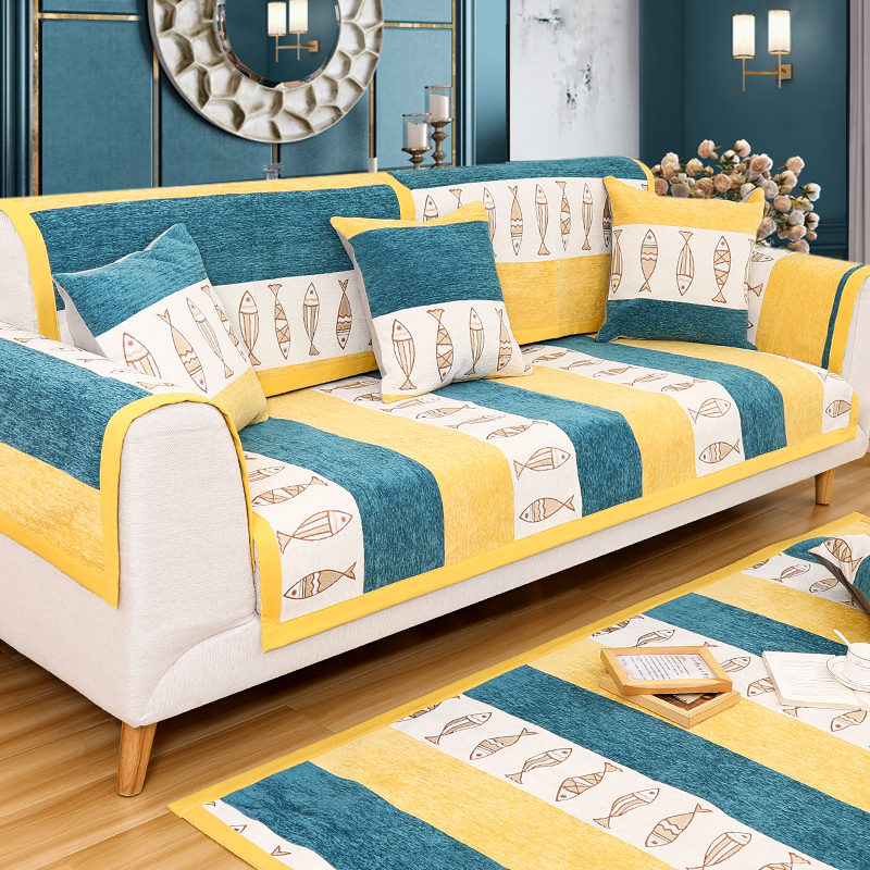 Chenille bộ sofa đệm trượt đệm sub tất cả các mùa bao gồm tất cả các tấm vải liệm phổ quát mà không đo sofa