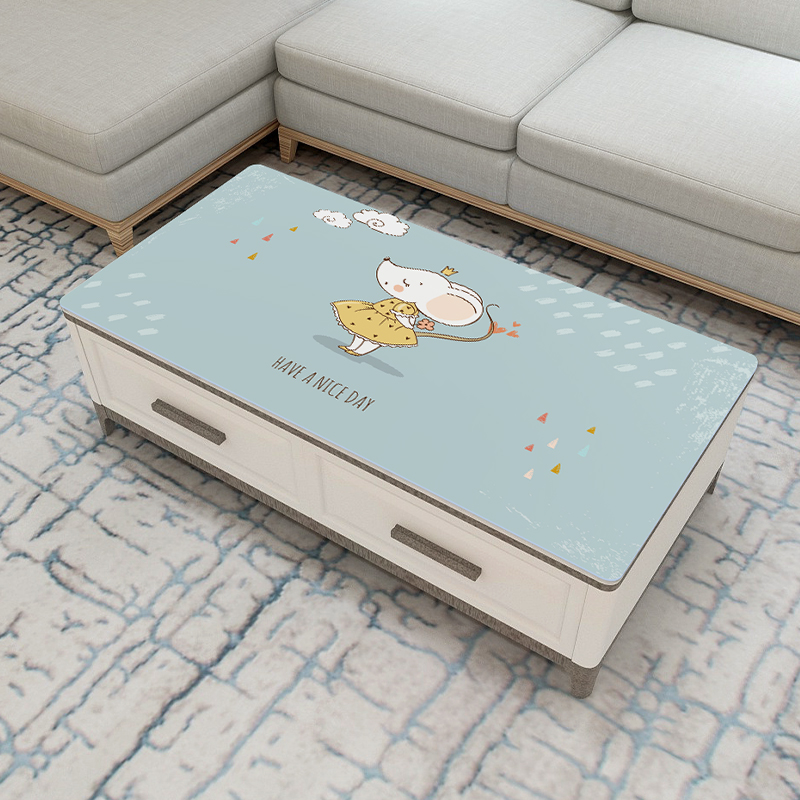 Ins cartoon cà phê bảng pad in khăn trải bàn dầu không thấm nước dùng một lần chống bỏng pvc mềm chiếu bảng kính dày