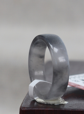 新疆金丝玉青花天山翠戒指女冰种飘花轻奢素圈指环13号圈口-1