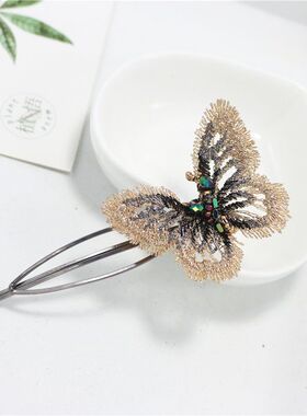 Christ克丽斯汀 新品蕾丝蝴蝶唯美边夹侧夹发饰发夹头饰品