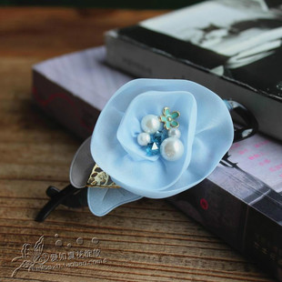 Christ克丽斯汀甜美发饰绢纱玫瑰花朵香蕉夹八字夹夹盘发发饰