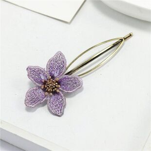 Christ日韩发饰布艺花朵刺绣韩版边夹bb夹刘海夹头饰饰品一字夹