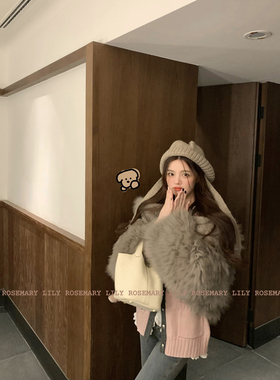 Lily Rosemary/岛屿森林 编织狐狸毛真毛连帽短皮草