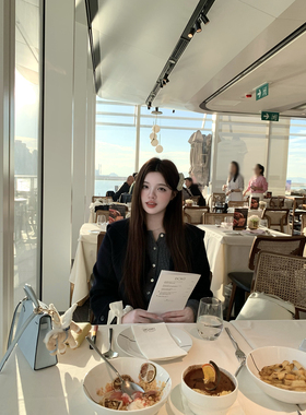 Lily Rosemary/ 安妮来信 海军领矜贵手工藏青双面尼大衣毛呢外套