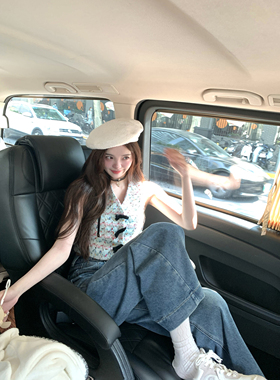 Lily Rosemary/加州甜蓝* 复古阔腿牛仔裤秋季女直筒中腰显瘦裤子