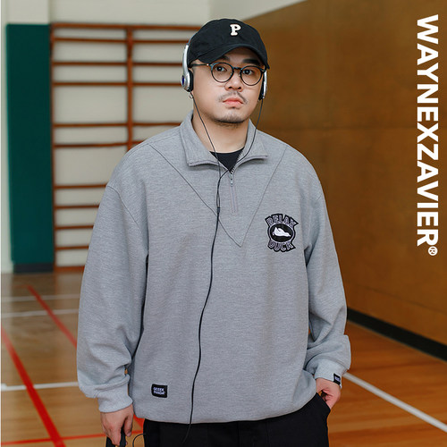 绣花韦恩泽维尔休闲华夫格卫衣