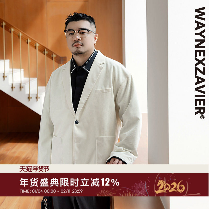 韦恩泽维尔加肥加大宽松大码男秋冬平驳领灯芯绒休闲西服西装9239,男装,休闲西服,淘宝优惠券,粉丝福利购,淘宝优惠卷