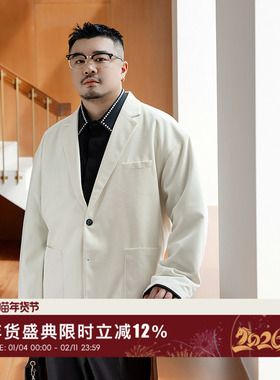 韦恩泽维尔加肥加大宽松大码男秋冬平驳领灯芯绒休闲西服西装9239