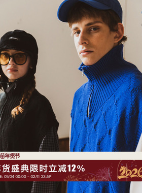 韦恩泽维尔潮牌大码高领针织短马甲秋季加肥加大毛衣无袖背心7986