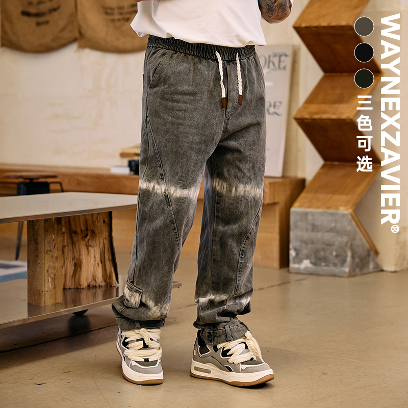韦恩泽维尔长裤松紧腰牛仔裤