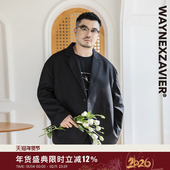 宽松加肥加大黑色西装 韦恩泽维尔大码 商务休闲小西服男士 外套8465