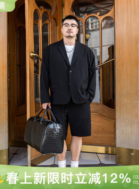 韦恩泽维尔大码商务休闲西装外套男春加肥加大泡泡纱西服外套8103