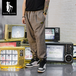 男6014 长裤 韦恩泽维尔加肥加大春夏大码 复古商务休闲格子束脚裤