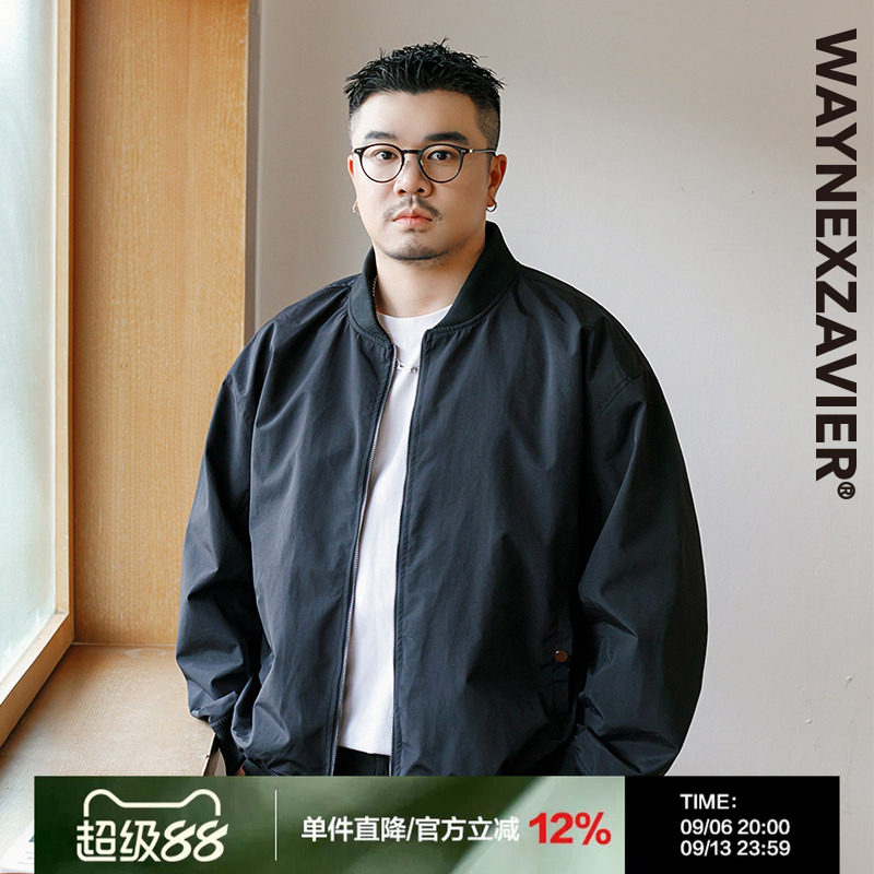 韦恩泽围绕棒球领秋季宽松夹克图片