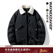 韦恩泽维尔宽松大码 加肥加大撞色摇粒绒翻领潮棉服夹克外套333