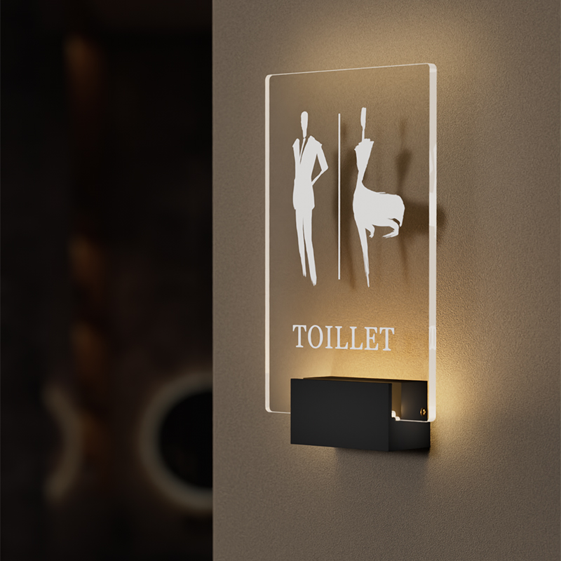 高档卫生间发光男女logo门牌