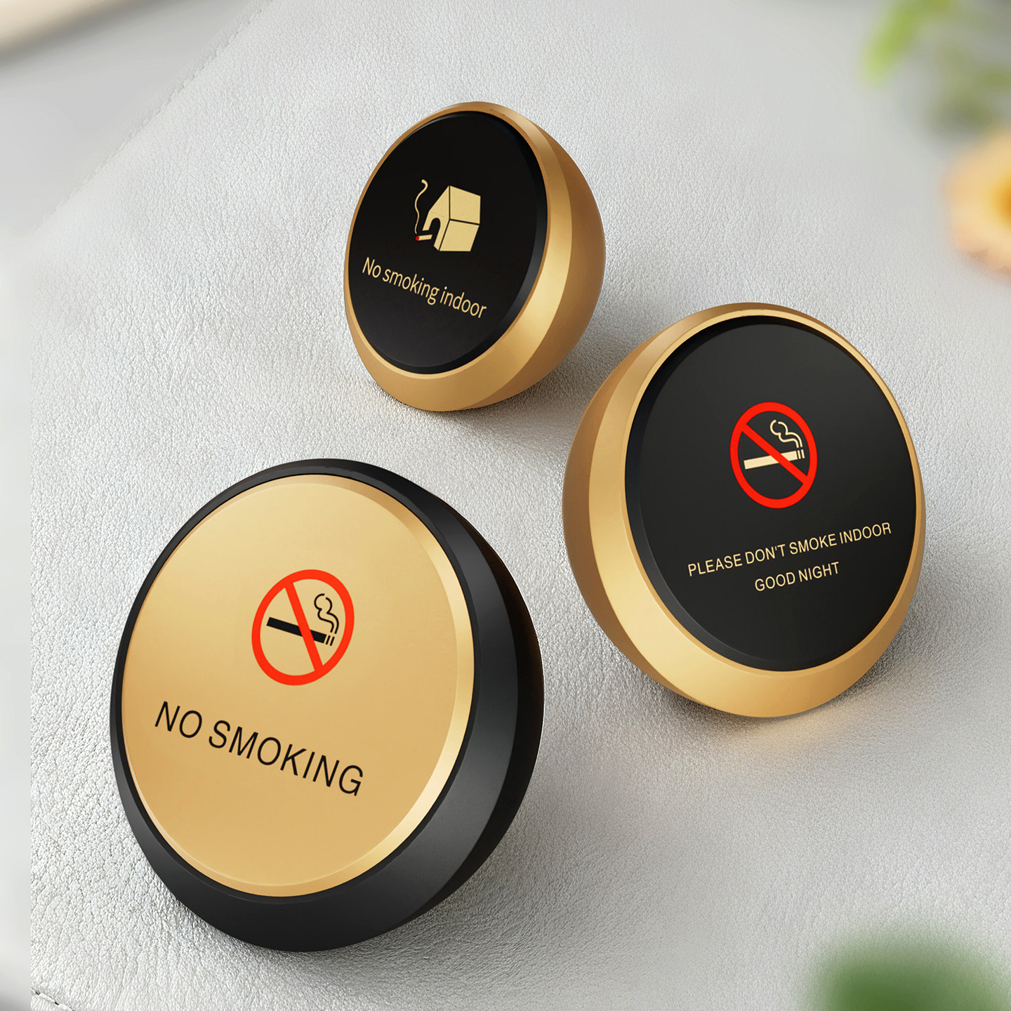 请勿吸烟提示桌牌酒店餐厅圆形禁烟摆件民宿宾馆床头禁止吸烟立牌