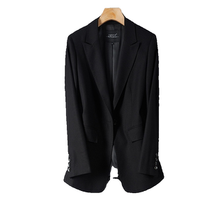 黑色西装外套女高级感2025春季新款大码直筒裤西装套装女西服