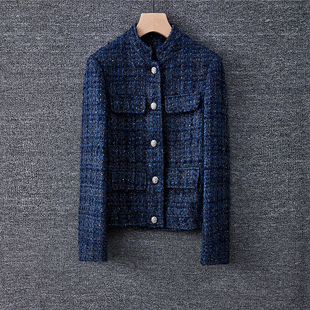 时尚外套骨子里的优雅气质亮丝粗花呢直筒短款小香风外套女秋新款