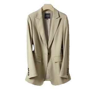 春款西装外套女2022新款显瘦西服驼色中长款通勤职场高级感套装