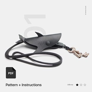 手工皮具图纸 鲨鱼挂件dk005