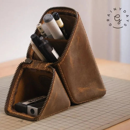 手工皮具图纸 笔筒ph022