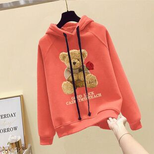 2022新款女童洋气休闲连帽字母春秋薄款外套中大儿童打底衫上衣女