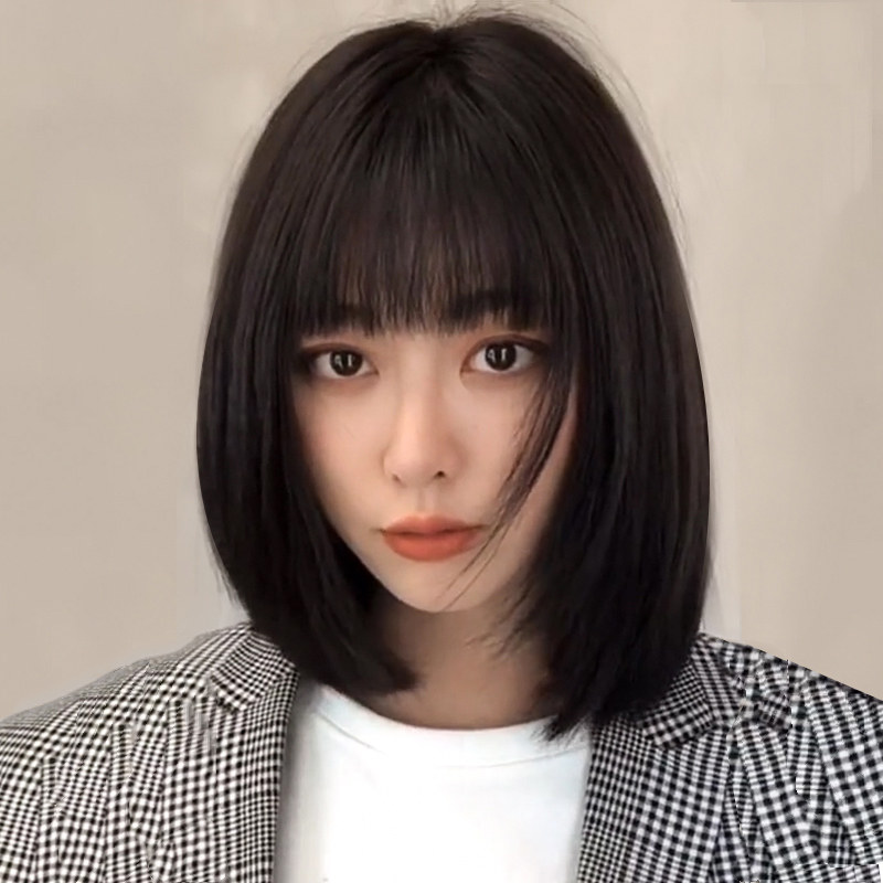 黛秀假发女网红漫画刘海沙宣发型修脸显脸小逼真整顶中长锁骨发套