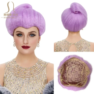 灰姑娘的恩人fairygodmother紫色cos高帽2025新款跨境万圣节假发