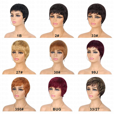 欧美外贸假发 Short Pixie Cut Human Hair机制真人发精灵短头套
