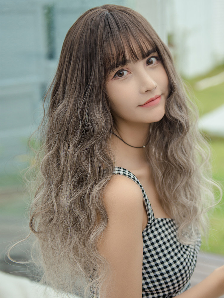 羊毛卷假发女长发自然全头逼真网红玉米烫修脸蓬松圆脸大波浪卷发