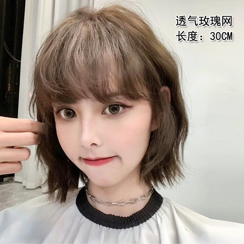 假发女短卷发羊毛卷发套蓬松自然波波头卷发修颜刘海假发女全头套
