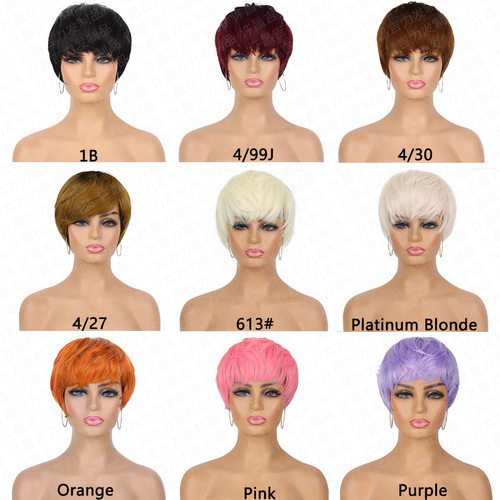 欧美外贸假发 Pixie Cut Wigs 机制短款刘海化纤假发头套