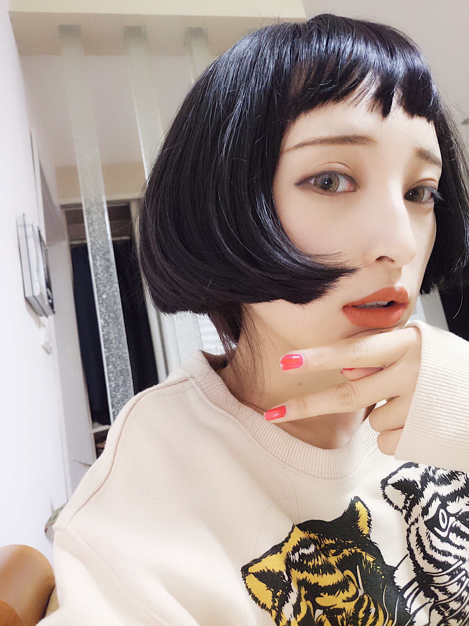 安娜罗安迪网红这个杀手不太冷同款假发女韩国空气薄刘海bobo短发