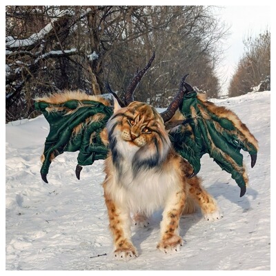 LYNX 奇幻逼真人造动物标本剥制玩具 俄罗斯手工玩偶
