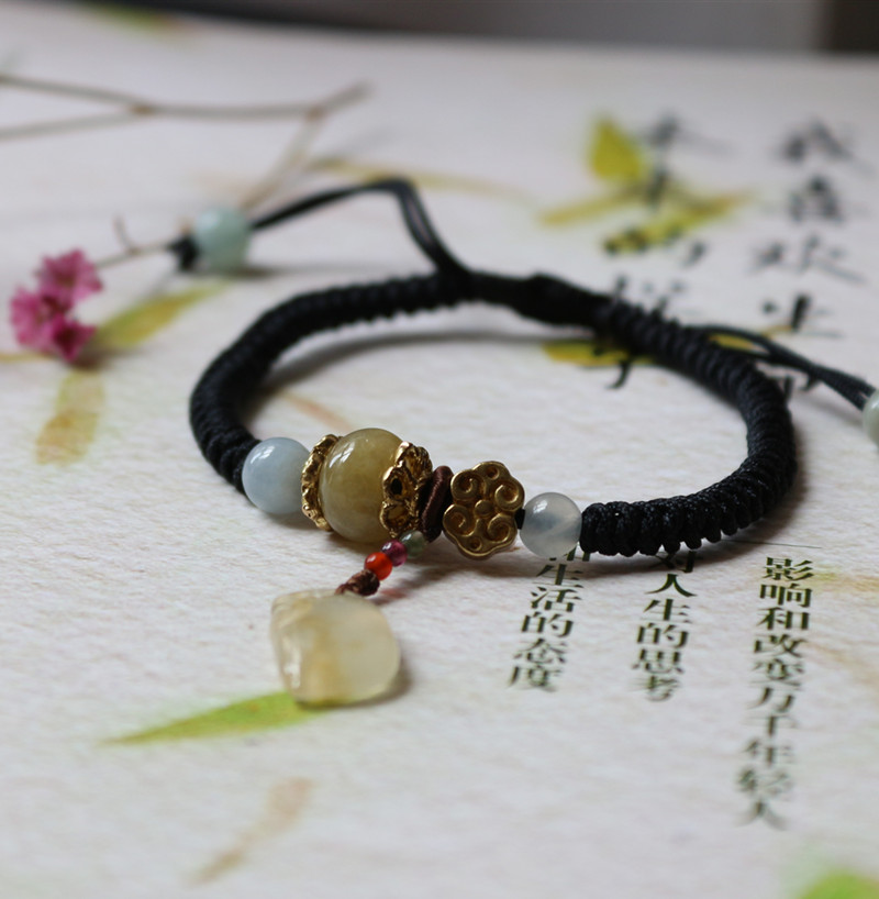 2025新款莲花金色转运编织手绳手链情人节手串送女友情侣闺蜜礼物