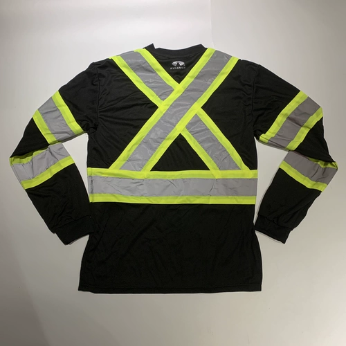 Флуоресцентная черная светоотражающая безопасная толстовка, осенний лонгслив для работы, футболка