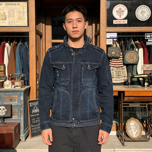 日本外贸春秋工装牛仔夹克外套多口袋修身耐磨阿美咔叽瑕疵电焊