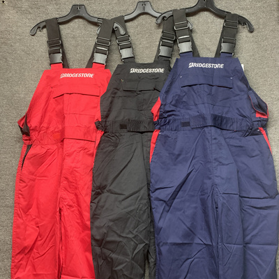 出口日本普利司通黑色拼色背带裤工装裤汽修嘻哈裤潮服工作服处理