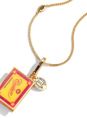 轻奢高级感珐琅彩釉印花字母可打开巧克力方盒吊坠项链女挂件配饰