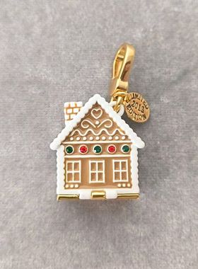 新珐琅彩釉镶钻设计姜饼屋吊坠精致可打开糖果雪房子圣诞挂件项链