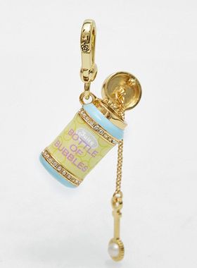 小众设计时尚珍珠字母百搭可打开气泡水瓶子吊坠男女钥匙扣项链坠