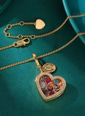 新款饰品高级感可打开心形巧克力盒项链吊坠轻奢百搭爱心挂件配件