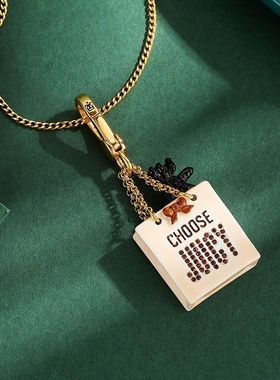 新款外贸饰品珐琅彩釉镶钻手提包吊坠立体可爱萌宠小狗购物袋项链