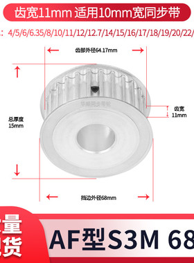 同步轮S3M68齿宽11A内孔5 6 8 10 12 14 15 1925现货套装同步带轮
