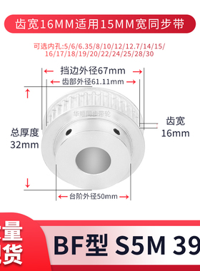 同步轮S5M39齿宽16B内孔5 6 8 10 12 12.7 14现货套装同步带轮S5M
