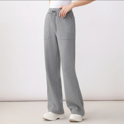 商场同款2026春秋季新款松紧腰暗格纹雪尼尔休闲直筒长裤5100386