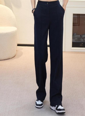 哥家专柜同款2025秋冬新高腰通勤垂感加绒休闲窄版直筒裤女110036