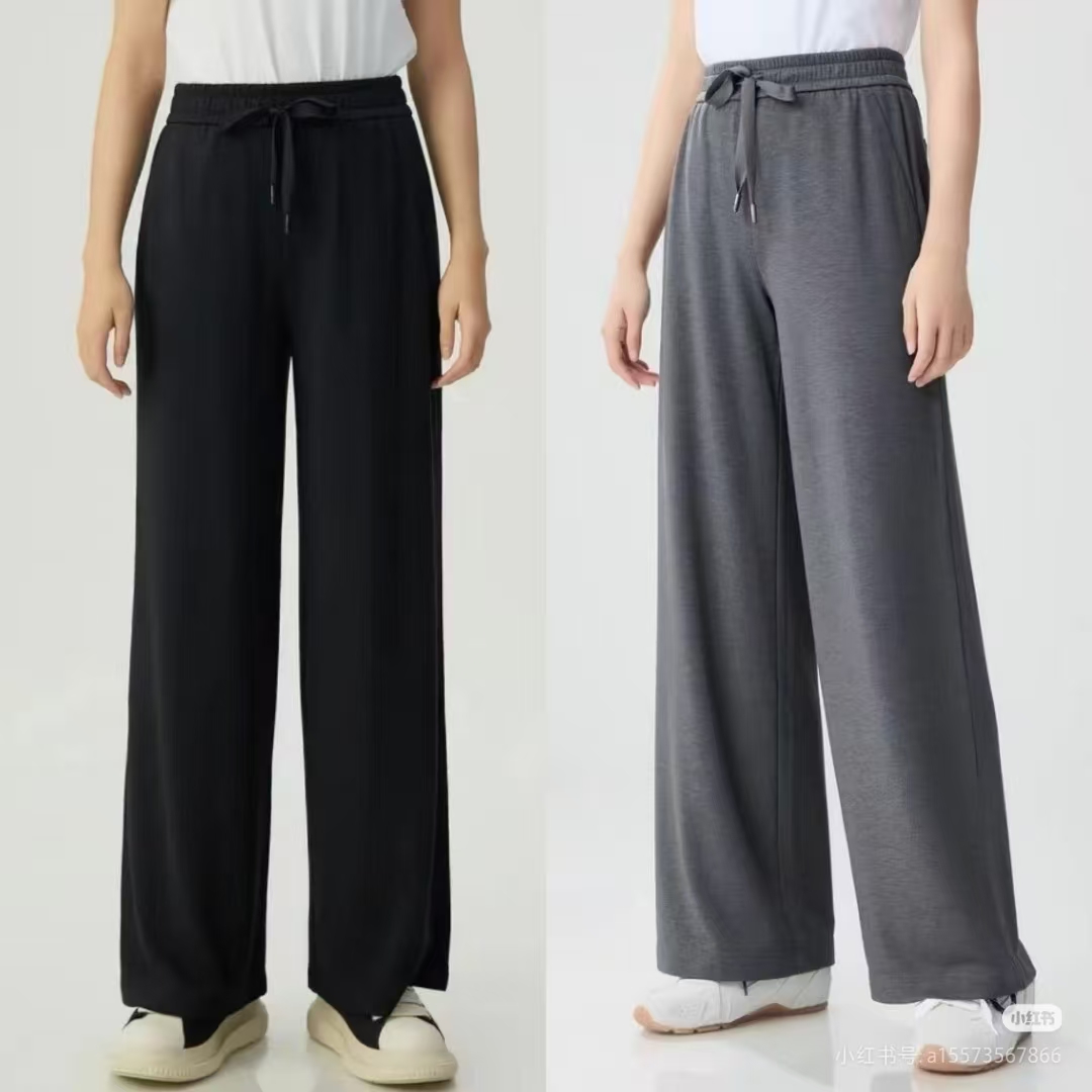 莫代尔休闲松紧腰直筒裤