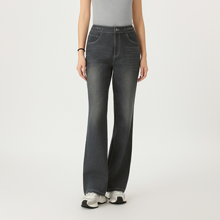 哥家专柜同款2025秋冬新时尚复古百搭链条显瘦直筒牛仔裤女510011